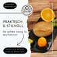 Frühstücksbrettchen rechteckig - 4er Set mit Saftrille und Eierbecher